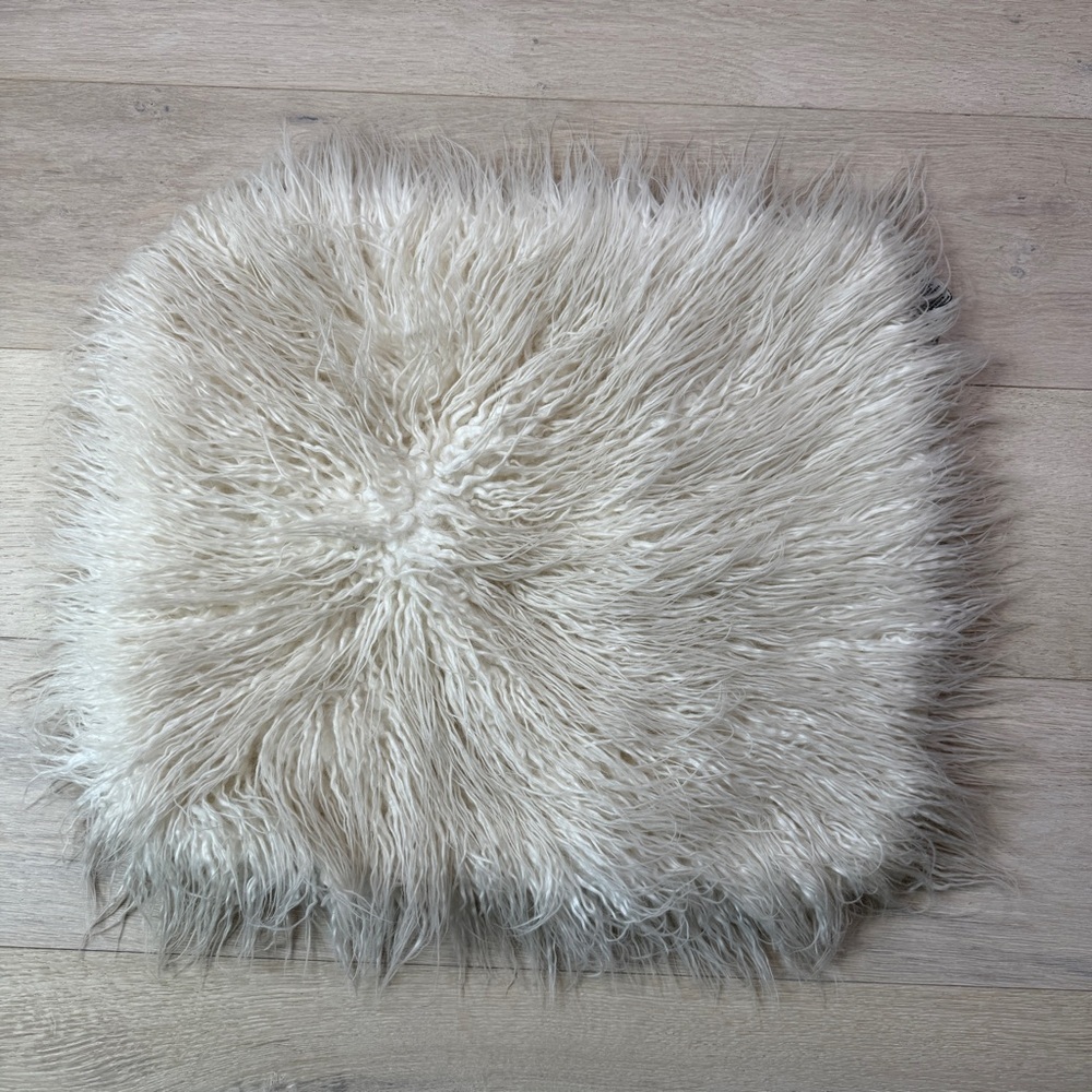 Pottery Barn Fluffy Cream Faux Fur Pillow Cover